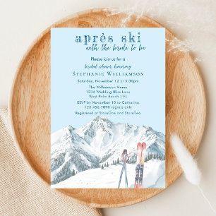 Invitation Après-Ski Montagne d'Hiver Aquarelle Enterrement d