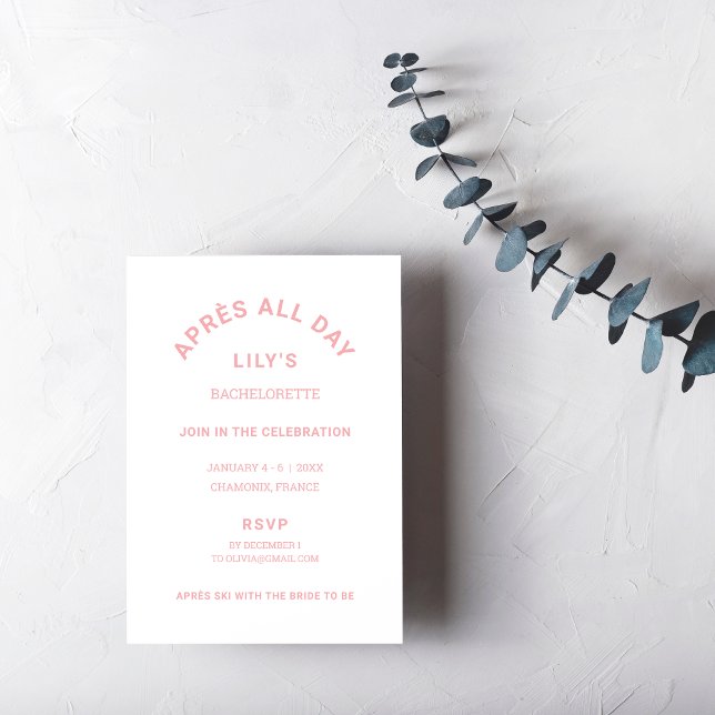 Invitation Après Toute La Journée Icy Pink Bachelorette Voyag (Créateur téléchargé)