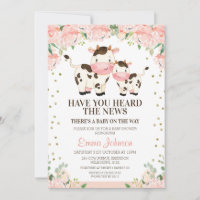 Apricot Floral Heures Nouvelles Baby shower Vache