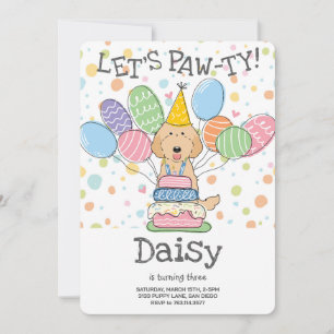 Invitation Apricot Labradoodle Chien Anniversaire Fête Invita