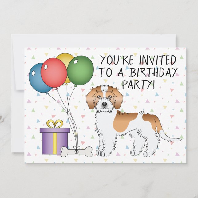 Invitation Apricot Parti Couleur Mini Goldendoodle Chien Anni (Devant)