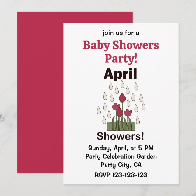 Invitation April Showers Daisy Flower Floral Baby Shower (Devant / Derrière)