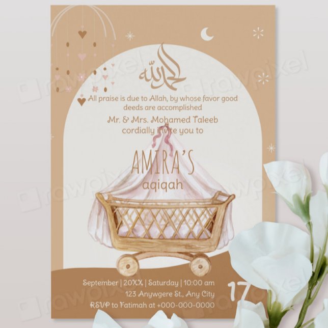 Invitation Aqiqah Cérémonie de baptême du bébé Per (Créateur téléchargé)
