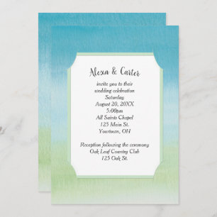Invitation Aqua Aquarelle Et Mariage Vert