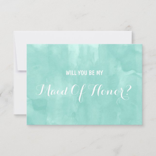 Invitation Aqua aquarelle moderne Serez-vous ma bonne (Devant)