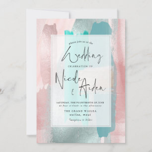 Invitation Aqua Aquarelle PixDezines, Blush Gold Rose