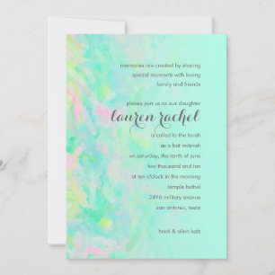 Invitation Aqua bat mitzvah et design rose