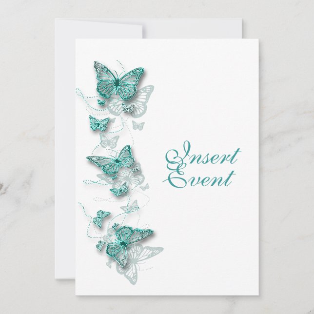 Invitation aqua blanc fiançailles d'anniversaire mariage (Devant)