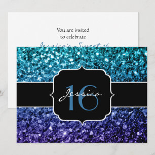Invitation Aqua bleu Ombre parties scintillant scintille Swee