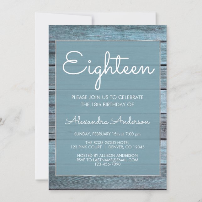 Invitation Aqua Blue Beach House 18ème anniversaire (Devant)