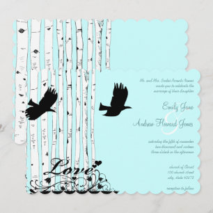 Invitation Aqua Blue Birch Tree Inséparable Mariage Invitatio