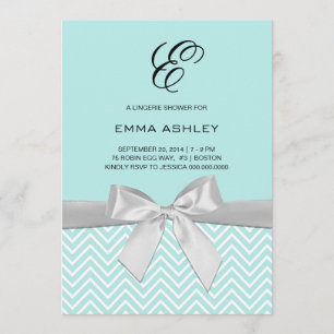 Invitation Aqua Blue Chevron Lingerie Douche