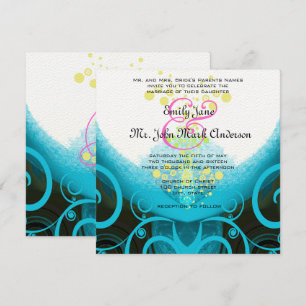 Invitation Aqua Blue Fuchsia Calla Lily Fleur sans cachemire