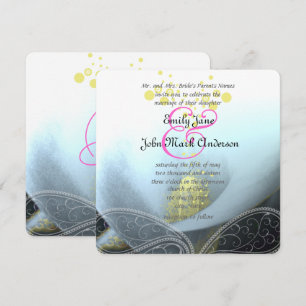 Invitation Aqua Blue Fuchsia Calla Lily Mariage