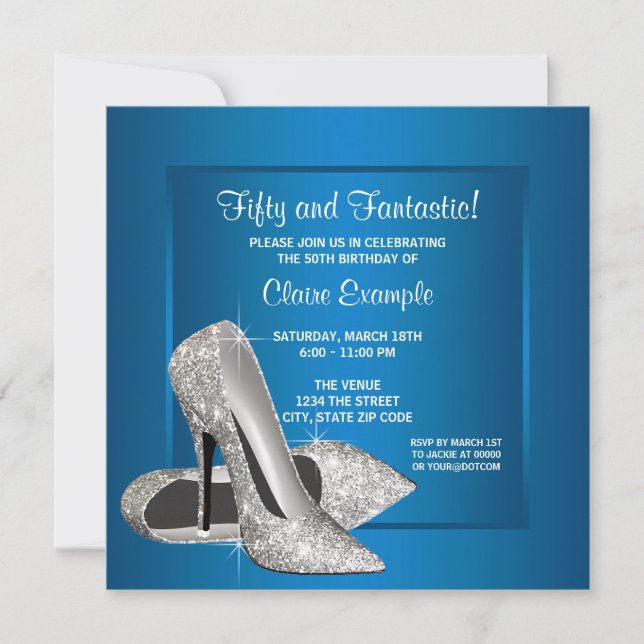 Invitation Aqua Blue High Heures Fête d'anniversaire (Devant)