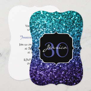 Invitation Aqua blue Ombre fausse parties scintillant scintil