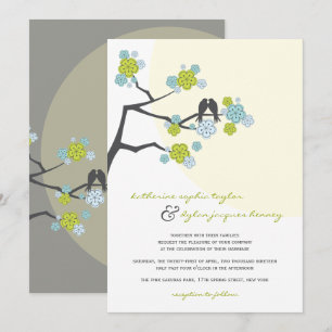 Invitation Aqua Cherry Blossoms Inséparables Mariage Invitati