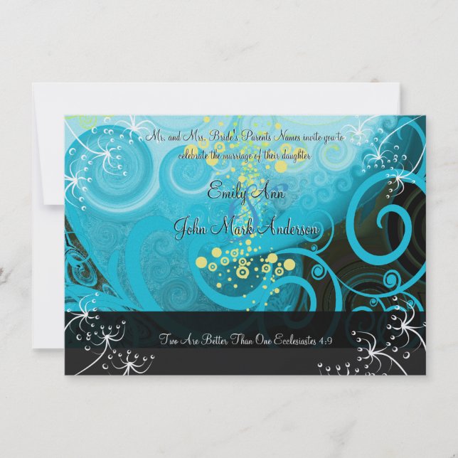 Invitation Aqua Citron bleu jaune Calla Lily Fleur (Devant)