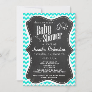 Invitation Aqua Color Chevron ; aspect Vintage du tableau de