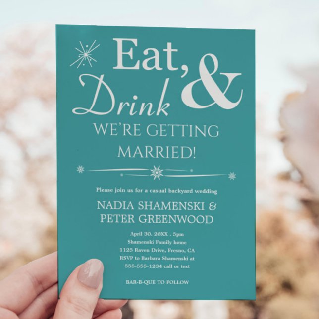 Invitation Aqua Eat Boisson Se Marier Jardin Mariage (Créateur téléchargé)