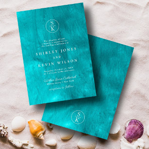 Invitation Aqua Elegance Turquoise & Turquoise Mariage Aquare