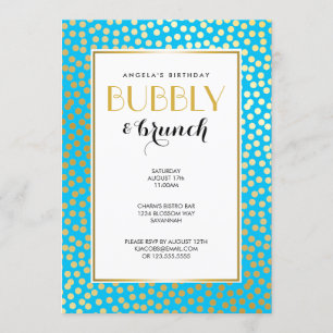 Invitation Aqua et Gold des Pois Confetti modernes
