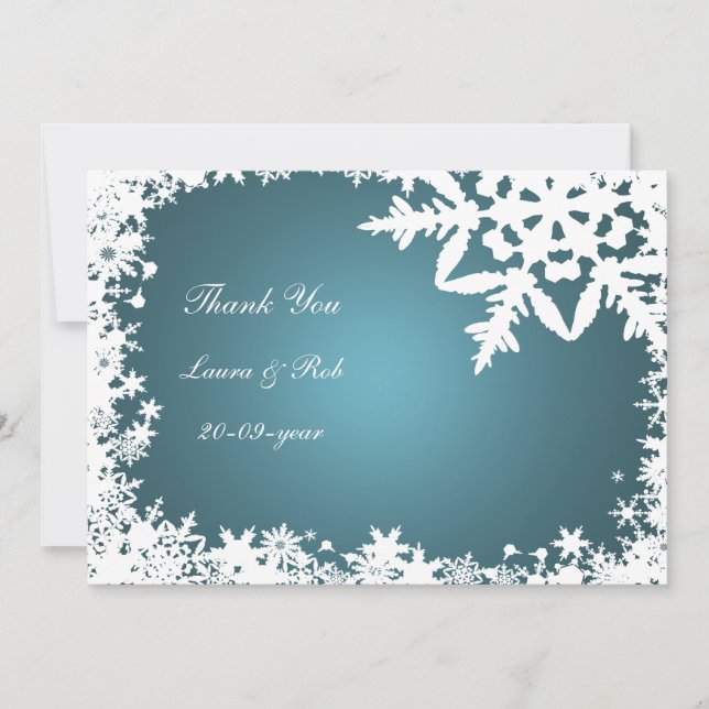 Invitation aqua mariage d'hiver Merci (Devant)