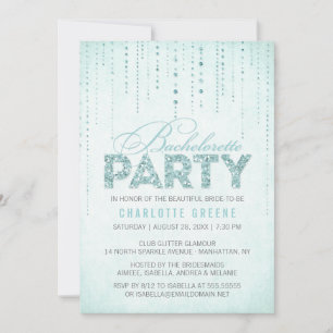 Invitation Aqua Parties scintillant Look Bachelorette Party I