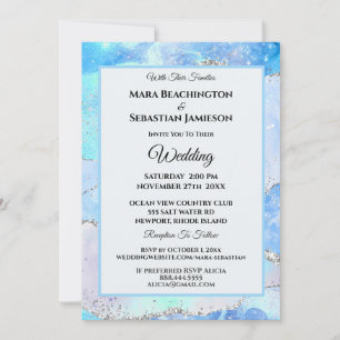 Invitation *~* AQUA RSVP Website AGATE Stars AR13 Mariage