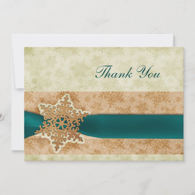 Invitation aqua rustique Merci de mariage d'hiver (Devant)