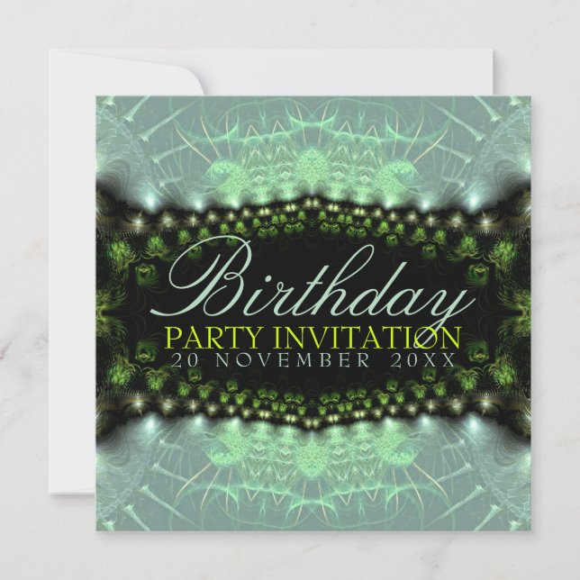 Invitation Aqua Satin dentelle Anniversaire + tous l'invitati (Devant)