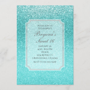Invitation Aqua Sea Blue Parties scintillant Sparkle Party In