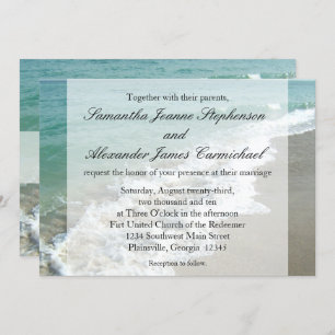 Invitation Aqua Surf Crashing Water Beach Destination Mariage