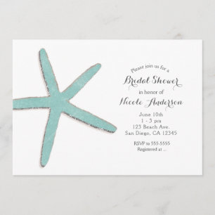 Invitation Aqua Turquoise Blue Starfish Fête de l'mariée de p