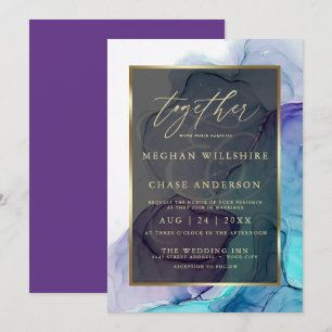 Invitation Aqua Turquoise Encre d'alcool violet profond