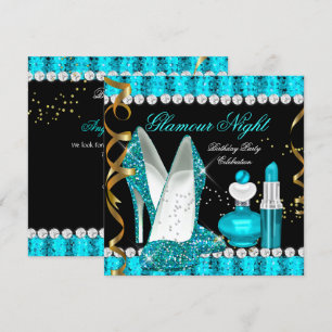 Invitation Aqua turquoise Glamour Night Gold Noir