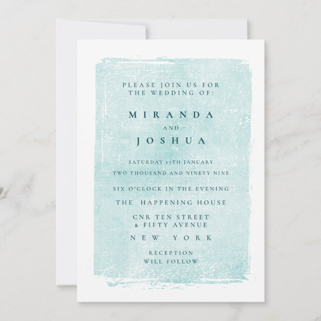 Invitation Aqua Turquoise Grunge Casual Distressed (Devant)