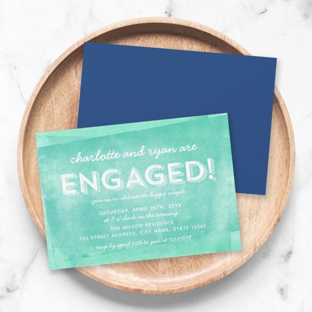 Invitation Aqua Turquoise Rolled Ink Party (Créateur téléchargé)
