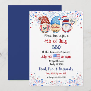 Invitation Aquarelle 4 juillet Barbeque Party