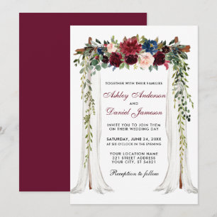 Invitation Aquarelle à canopée mariage Arche florale