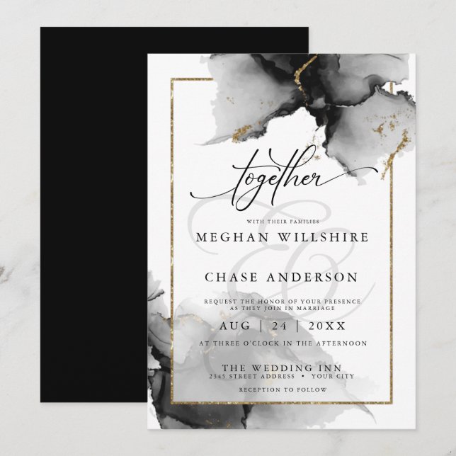 Invitation Aquarelle à charbon personnalisé moderne (Devant / Derrière)