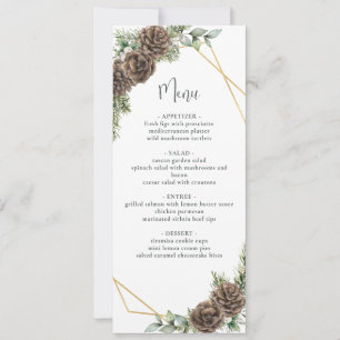 Invitation Aquarelle À feuillage persistant Pine Cône Menu Ma