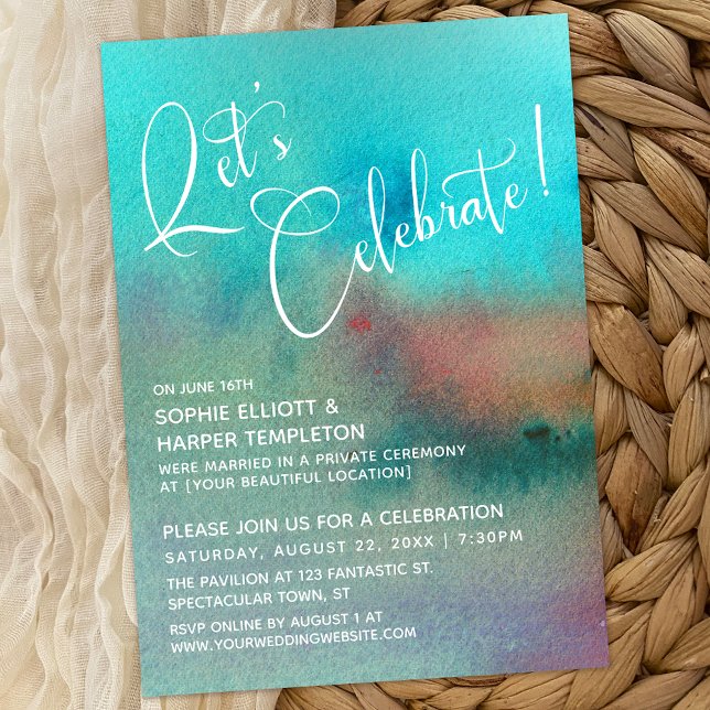 Invitation Aquarelle Abstraite Colorée Fêtons Cela ! (Créateur téléchargé)