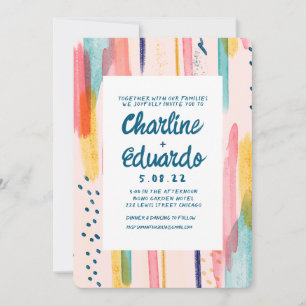 Invitation Aquarelle Abstraite couleur Mariage de brosse