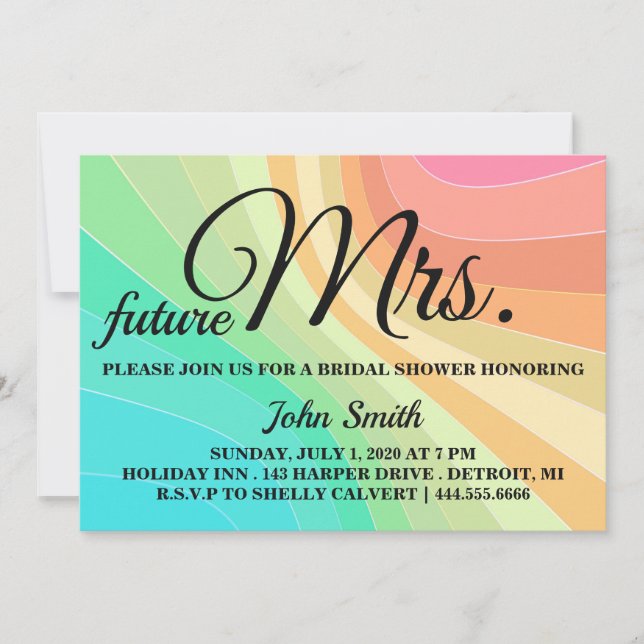 Invitation Aquarelle Abstraite Fête des mariées future Mme (Devant)