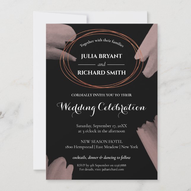Invitation Aquarelle Abstraite | Mariage circulaire géométriq (Devant)