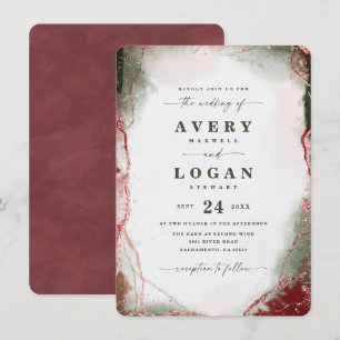 Invitation Aquarelle Abstraite moderne Terra Rosa Mariage