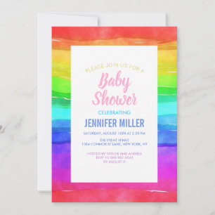 Invitation Aquarelle Abstraite Peint Stripes Arc-en-ciel.    