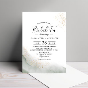 Invitation Aquarelle Abstraite Pinceau vert et or