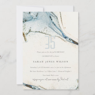Invitation Aquarelle Abstraite Plage d'or bleu Anniversaire